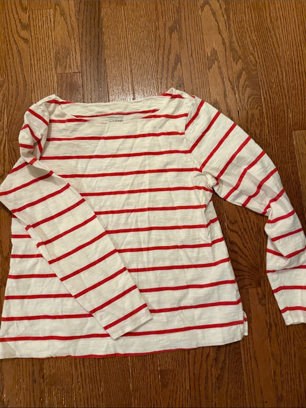 Women’s Long-Sleeve Red & White Stripe Top medium 100% cotton